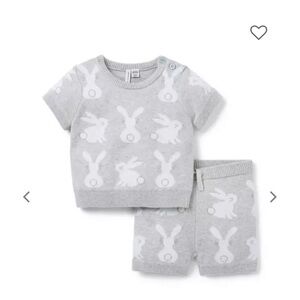 Janie and Jack Gray Bunny Matching Set